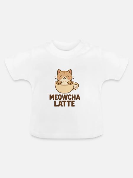 meowcha latte - Baby Bio-T-Shirt mit Rundhals - Weiß