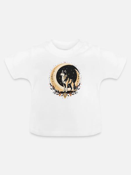 Boho Wolf - Baby Bio-T-Shirt mit Rundhals - Weiß