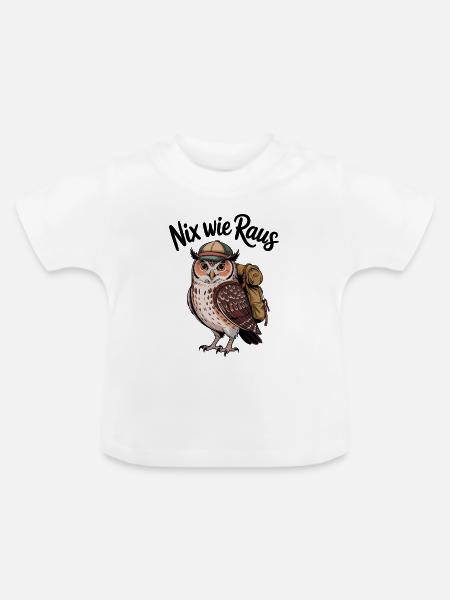 Waldabenteurer Eulenwanderer - Baby Bio-T-Shirt mit Rundhals - Weiß