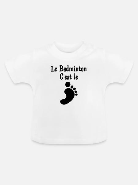 Badminton ist der Fuß - Baby Bio-T-Shirt mit Rundhals - Weiß