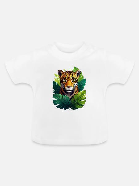 Ein Jaguar im Dschungel - Baby Bio-T-Shirt mit Rundhals - Weiß