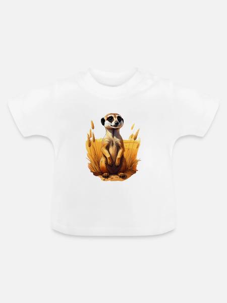 Ein Erdmännchen in der Savanne - Baby Bio-T-Shirt mit Rundhals - Weiß