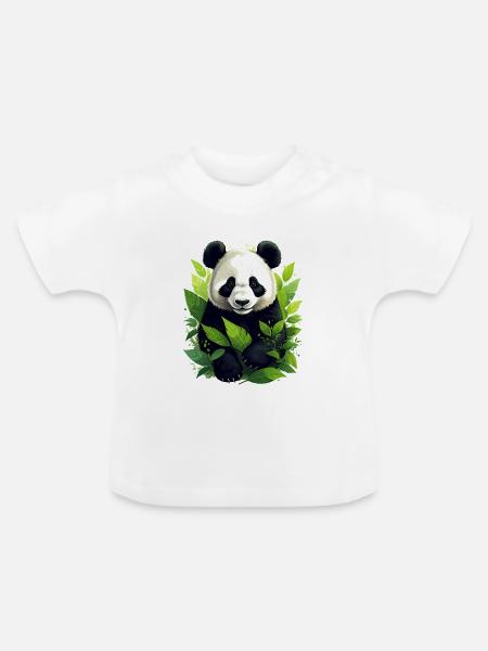 Panda - Baby Bio-T-Shirt mit Rundhals - Weiß