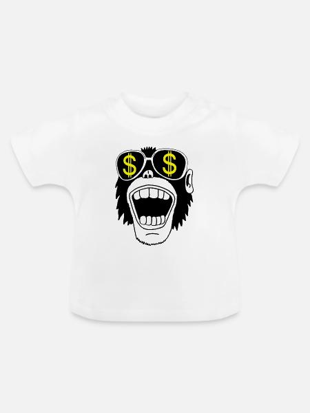 Affe mit Brille - Baby Bio-T-Shirt mit Rundhals - Weiß