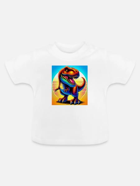 Dinosaurier - Baby Bio-T-Shirt mit Rundhals - Weiß