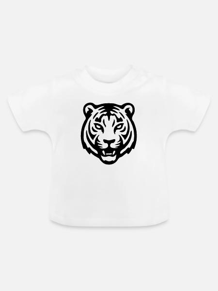 Tigerkopf - Baby Bio-T-Shirt mit Rundhals - Weiß