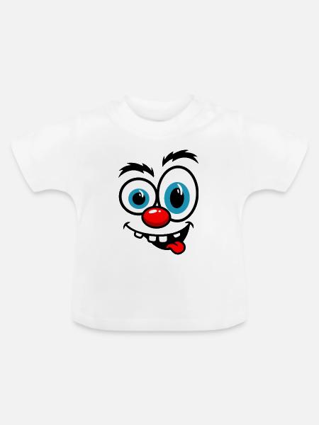 Bunte Clown-Karikatur - Baby Bio-T-Shirt mit Rundhals - Weiß