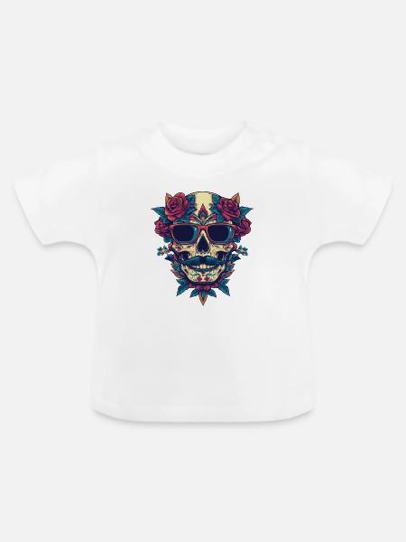 Skelett Bunt - Baby Bio-T-Shirt mit Rundhals - Weiß