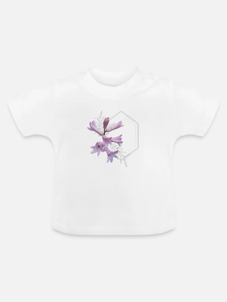 Du bist wunderschön – elegantes rosa Blumendesign - Baby Bio-T-Shirt mit Rundhals - Weiß