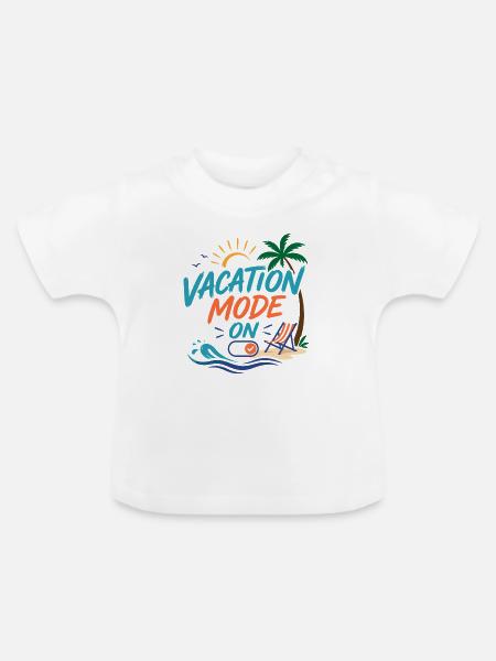 Urlaubsmodus an - Baby Bio-T-Shirt mit Rundhals - Weiß