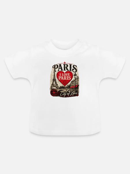 Paris Herz Stadt der Liebe - Baby Bio-T-Shirt mit Rundhals - Weiß