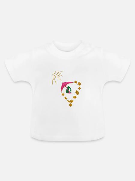 Urlaub mit Herz und Sonne - Baby Bio-T-Shirt mit Rundhals - Weiß