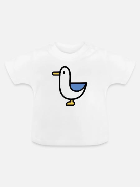 Möwe Piktogramm - Baby Bio-T-Shirt mit Rundhals - Weiß