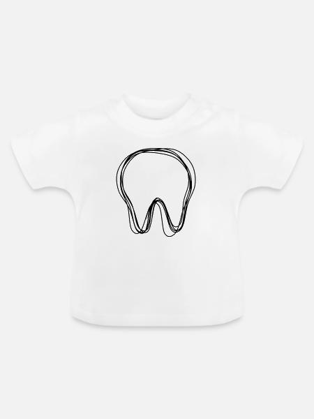 Zahn handgezeichnet - Baby Bio-T-Shirt mit Rundhals - Weiß