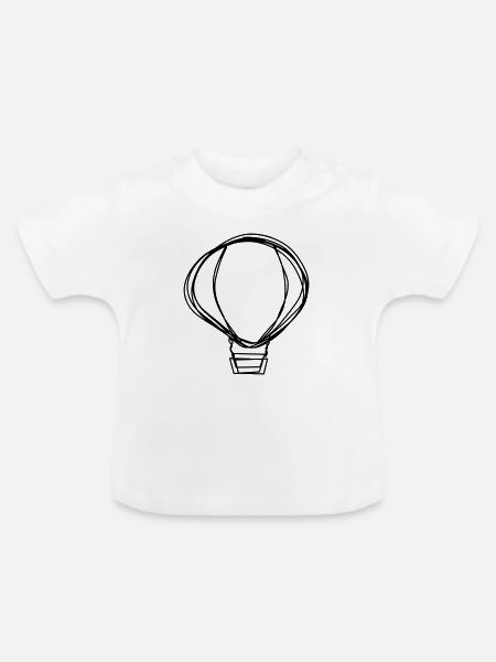 Heißluftballon handgezeichnet - Baby Bio-T-Shirt mit Rundhals - Weiß