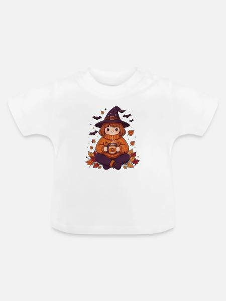 Cozy Halloween Witch Pumpkin Spice - Baby Bio-T-Shirt mit Rundhals - Weiß