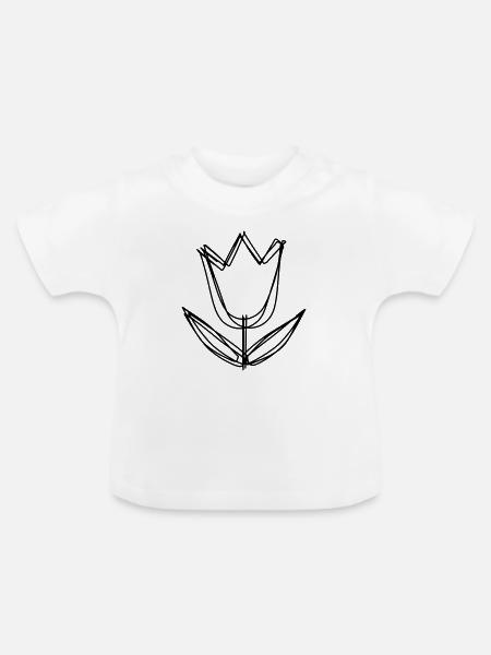 Krokus handgezeichnet - Baby Bio-T-Shirt mit Rundhals - Weiß
