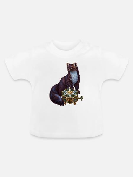 Zobel mit Polarstern-Spieluhr - Baby Bio-T-Shirt mit Rundhals - Weiß