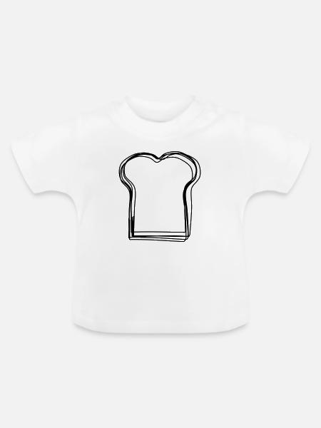 Brotscheibe handgezeichnet - Baby Bio-T-Shirt mit Rundhals - Weiß