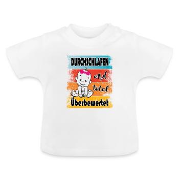 Baby Geschrei Lustig Ausschlafen Mädchen - Baby Bio-T-Shirt mit Rundhals - Weiß - Vorne