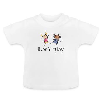 Playing children - Baby Organic T-Shirt with Round Neck - white - Front