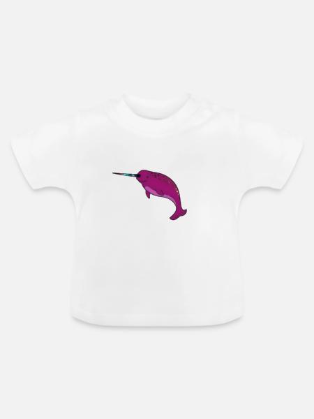 Einhorn Flipper - Baby Bio-T-Shirt mit Rundhals - Weiß