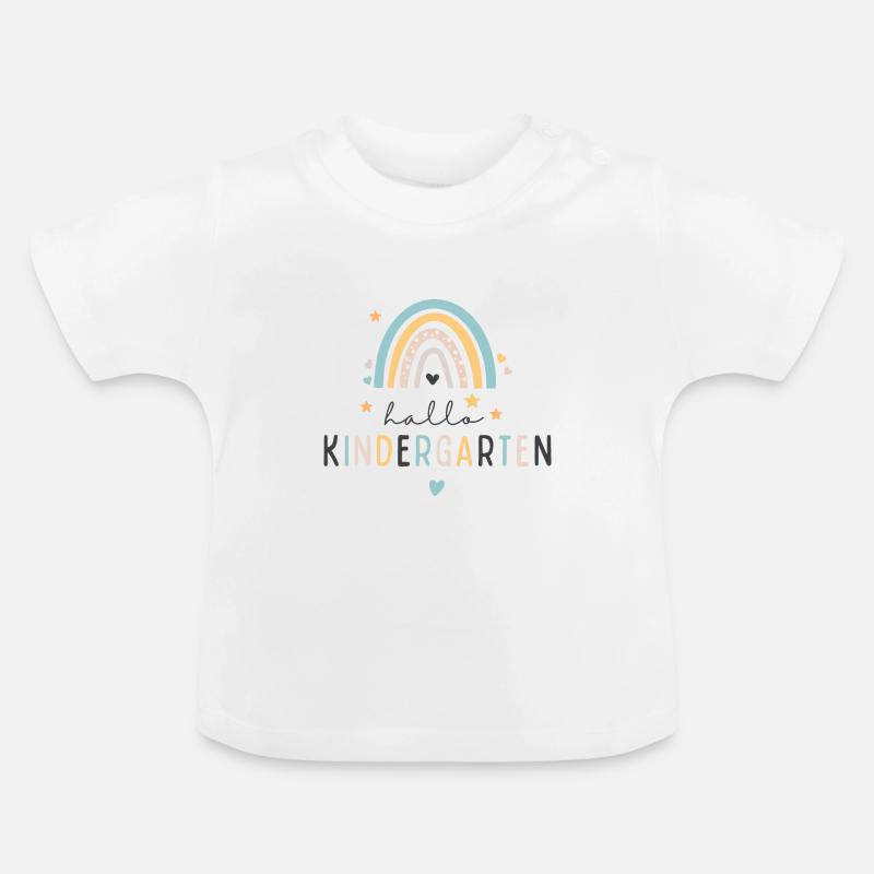 Kitakind Kindergartenkind 2024 Regenbogen - Baby Bio-T-Shirt mit Rundhals - Weiß