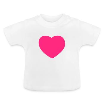 Heart pink - Baby Organic T-Shirt with Round Neck - white - Front