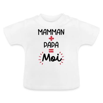 Maman + Papa = Moi – Amour en Petit Format - T-shirt bio col rond Bébé - blanc - Devant