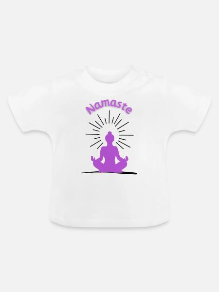 Namaste lila - Baby Bio-T-Shirt mit Rundhals - Weiß