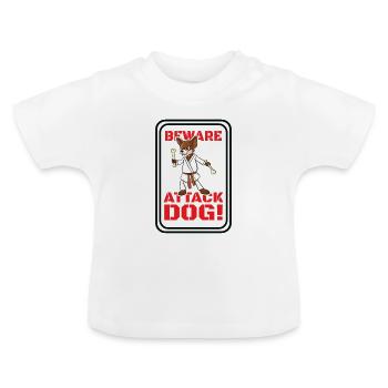 Beware Attack Dog! - Baby Organic T-Shirt with Round Neck - white - Front