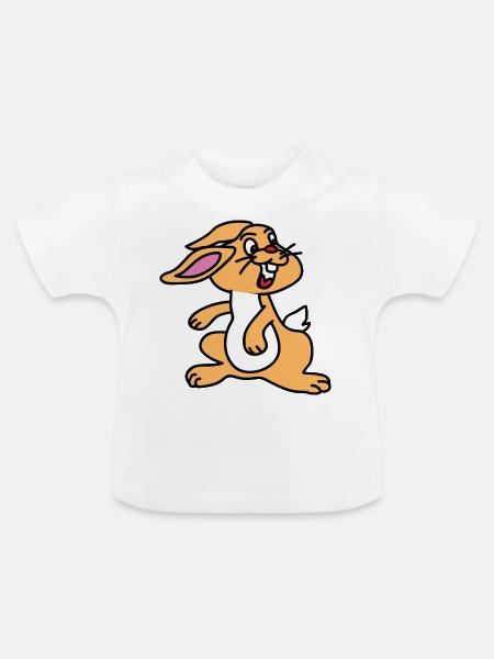 Hase Kaninchen Comic - Baby Bio-T-Shirt mit Rundhals - Weiß