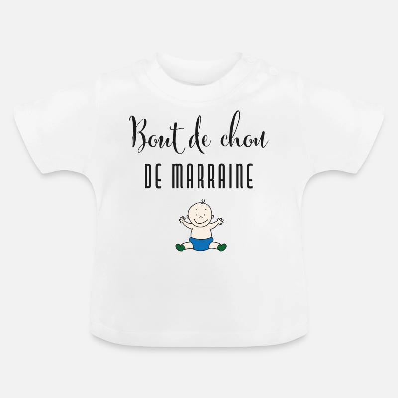Bout de chou de marraine - T-shirt bio col rond Bébé - blanc