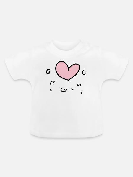 rosa Herz - Baby Bio-T-Shirt mit Rundhals - Weiß