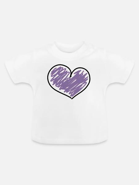 lila Herz - Baby Bio-T-Shirt mit Rundhals - Weiß
