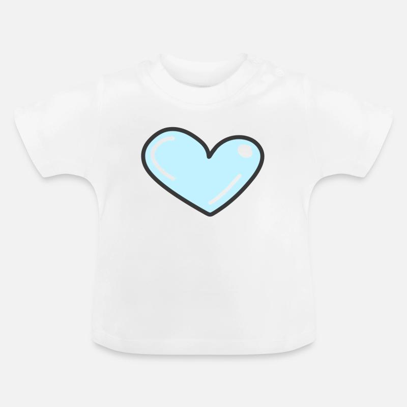 bleu coeur bleu - T-shirt bio col rond Bébé - blanc