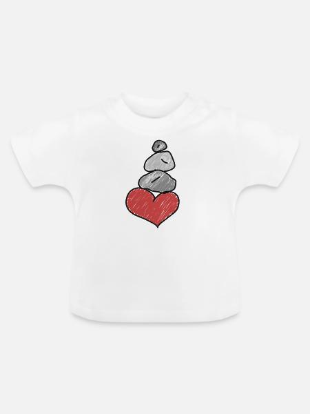 Herz Steine - Baby Bio-T-Shirt mit Rundhals - Weiß