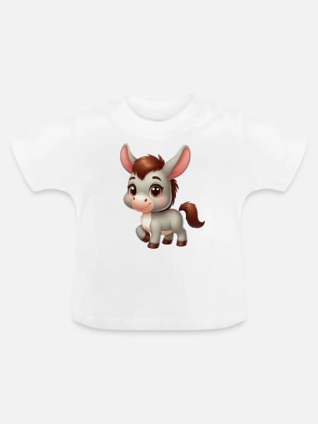 Esel 1 - Baby Bio-T-Shirt mit Rundhals - Weiß