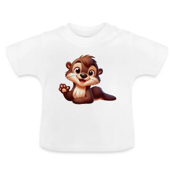 loutre 2 - T-shirt bio col rond Bébé - blanc - Devant