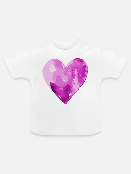 Herz Liebe Wasserfarben - Baby Bio-T-Shirt mit Rundhals - Weiß