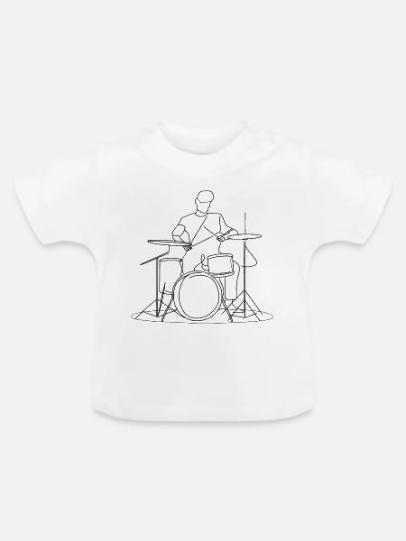 Schlagzeuger Skizze - Baby Bio-T-Shirt mit Rundhals - Weiß