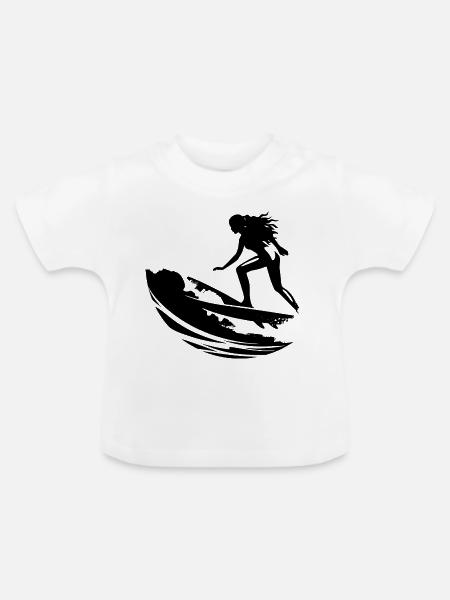 Weiblicher Surfer - Baby Bio-T-Shirt mit Rundhals - Weiß