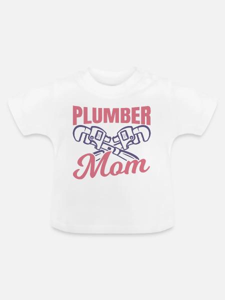 Klempnerin Mutter - Baby Bio-T-Shirt mit Rundhals - Weiß