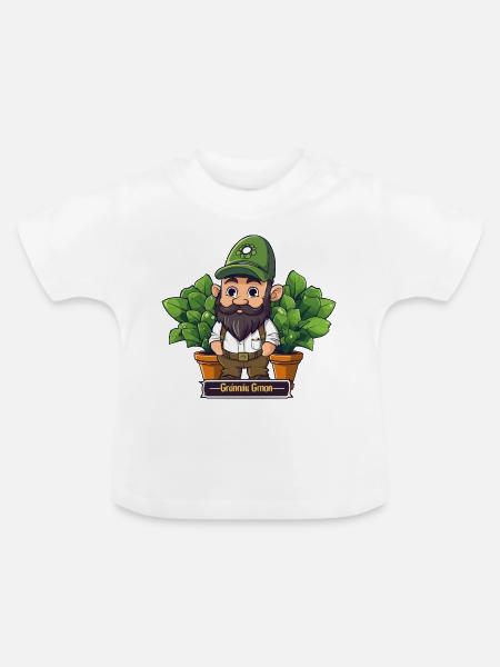 Grüner Gärtnergnom Comic - Baby Bio-T-Shirt mit Rundhals - Weiß