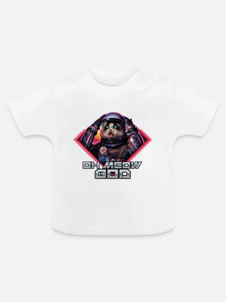 Oh Meow God - Baby Bio-T-Shirt mit Rundhals - Weiß