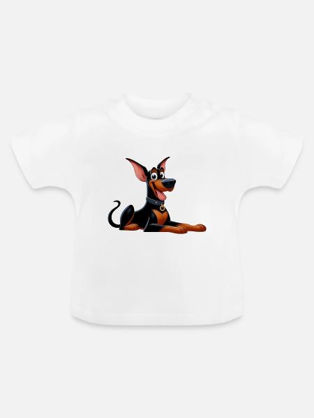 Dobermann - Baby Bio-T-Shirt mit Rundhals - Weiß