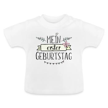 1. Geburtstag, erster, eins, Birthday Girl - Baby Bio-T-Shirt mit Rundhals - Weiß - Vorne