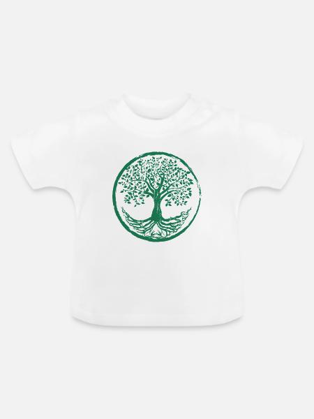 Der Baum des Lebens - Baby Bio-T-Shirt mit Rundhals - Weiß