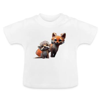 Cute fox - Baby Organic T-Shirt with Round Neck - white - Front