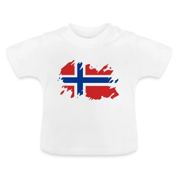 Norge flag maling blotch blotch vintage - Økologisk T-shirt til baby, rund hals - hvid - Foran